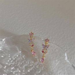 Stud Korea Style Fashion Cute Butterfly Flower Tassel Zirkon Oordrop oorbel voor vrouwen Girls Party Earring Sieraden Geschenk 230412