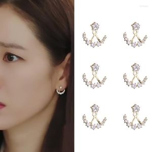 Stud Korean Drama Pendientes de mujer Star Crescent Gold Two Wear Personality Design Sense And Moon Earrings-1 PairStud Farl22