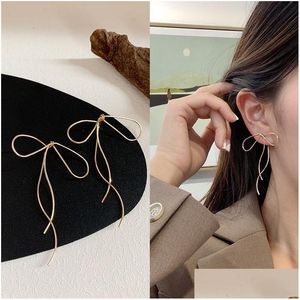 Stud Koreaans modeontwerp Sense line boog oorbellen vrouwelijk elegant temperamentlicht luxe eenvoudige dames sieraden 2021 nieuwe druppel levering dhl9u