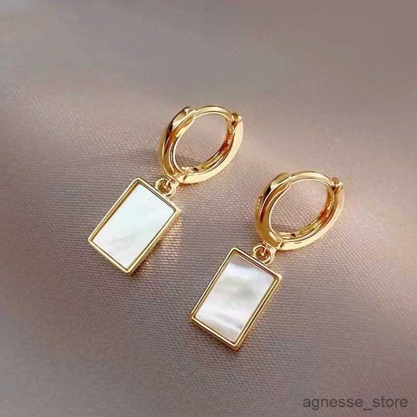 Stud Moda coreana Elegante Pearl Shell Pendientes colgantes cuadrados Vintage irregular Barroco Perla Pendientes grandes para mujer Joyería de fiesta R231204