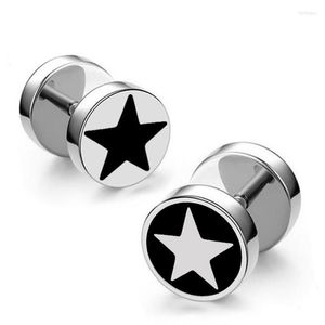 Stud Korean Fashion Men's Ear Sieraden Titanium stalen oorbellen voor vrouwen Pentagram Hip Hop Rock Black Barbell Earring Bijouxstud Farl22