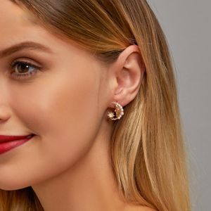 Pendientes de tuerca de moda coreana para mujer, aretes con Clips en luna dorada, colgante de tendencia, joyería Vintage 2021