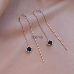 Stud Koreaanse Geometrische Lange Tassel Drop Earring Voor Vrouwen Glanzende Zirkoon Bloem Blad Schattig Konijn Hanger Oorbellen Meisje Oor Lijn sieraden YQ240129