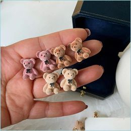 Stud Coréen Kawaii Drôle Arc Ours Boucles D'oreilles Mignon En Peluche Déclaration Dainty Boucle D'oreille Pour Femmes Fille Animal De Bande Dessinée Bijoux Dro Sexyhanz Dhjy5