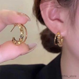 Stud coréen métallique perle rond cercle boucles d'oreilles cerceaux pour femmes tendance gold couleur double couche géométrique de boucles d'oreille bijoux de bijoux