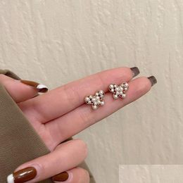 Stud coréen nouveau simple tempérament papillon perle boucles d'oreilles mode petit polyvalent femmes bijoux livraison directe Dhgiq