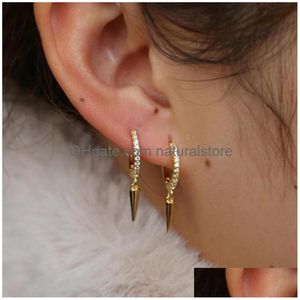 Stud Koreaanse stijl goud gevulde bengelende kegel oorbellen voor meisjes dames eenvoudige schattige studs sieraden pave kleine cz punk boys brincos drop deli dhedf