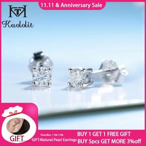 Stud Kuololit 100% pierres précieuses 585 boucles d'oreilles en or Rose pour femmes solide 925 en argent Sterling Solitaire fête bijoux fins 231116