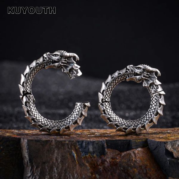 Stud KUYOUTH Trendy Cuivre Dragon Anneau Oreille Poids Aimant Boucle D'oreille Jauges Piercing Bijoux De Corps Extenseurs Civières 5mm 2PCS 231020