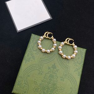 Stud Letter Circle Vintage Pearl G Gold Earrings Fashion Temperament Sieraden Merkontwerper oorbellen
