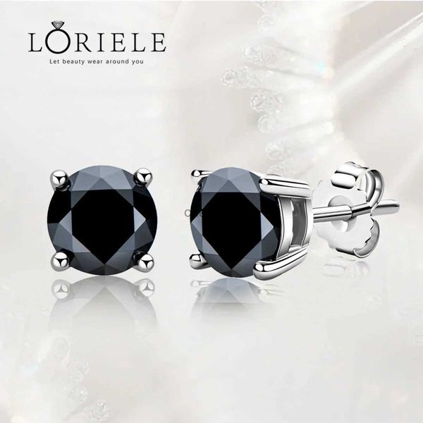 Pendientes LORIELE Pendientes de moissanita negros para hombres y mujeres Color D Pendientes de diamantes solitarios de 6,5 mm Joyería de plata esterlina 925 sólida YQ240110