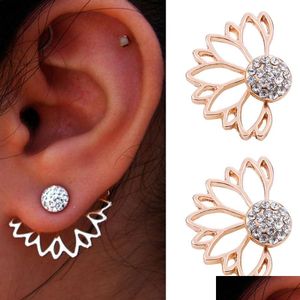 Boucles d'oreilles en cristal de Lotus Stud Bijoux de mode coréens chics avec des perles d'imitation Ailes d'ange et un design géométrique pour les femmes Drop Deliver Dhsgu