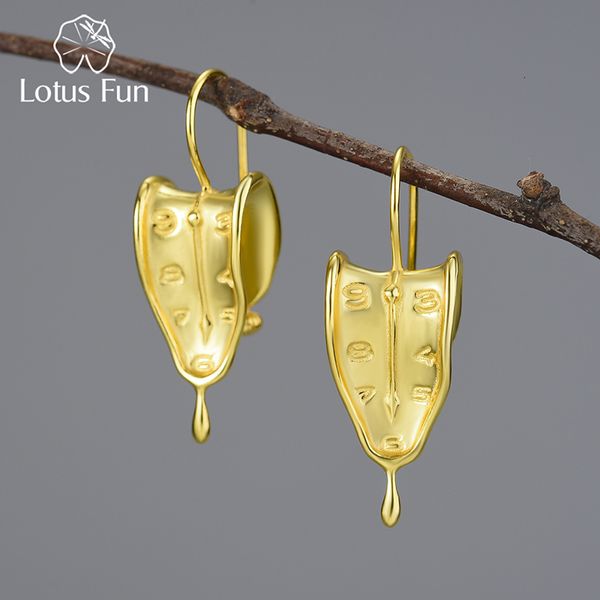 Stud Lotus Fun Eternity of Memory 18K Gold Clock Shape Love Forever Pendientes colgantes para mujeres 925 Sterling Silver Luxury Fine Jewelry 230729