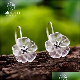 Stud Lotus Fun Real 925 Sterling Sier Earrings Handmade Designer Fine Jewelry Flower in the Rain Fashion Dange for Women 240113 Drop Dh9he