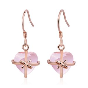 Stud Love Heart Oorrings For Women Girl Sieraden Natural Gem Stone Drop Earring Rose Gold Wedding Levering DHR1B