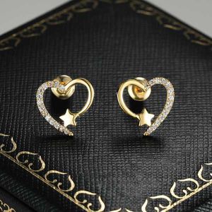 Stud Love Heart Star Zircon Pendientes para Mujer Novia Boda Compromiso Pendiente Regalo del Día de San Valentín Joyería Mujer