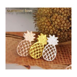 Stud Lovely Rose Gold Sliver Plated Hollow Pineapple Pendientes para mujer Diseño de personalidad Cute Alloy Jewelry Charm Drop Delivery Dhlmh