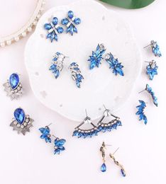 Étalon lubov Boucles d'oreilles en pierre de pierre de pierre bleu tendance stratone incruste en or couleur argentée métal pour femmes bijoux 20212424568