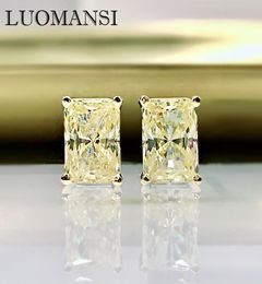 Étalon Luomansi 100S925 Rectangle brillant en argent sterling jaune jaune haute carbone en diamant en diamant femme bijoux 3259636