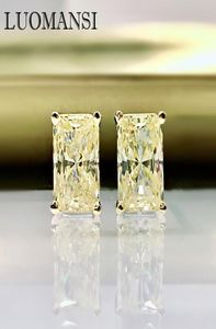 Étalon Luomansi 100S925 Rectangle scintillant en argent sterling jaune jaune haute carbone en diamant en diamant