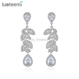 Stud Luoteemi Hoge kwaliteit Kubieke Zirconia Drop Earring For Women Boucle Oreille Femme Lange Tassel Wedding Bride Accessory voor Bridal J230529