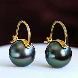 Pendientes de perlas de concha de estilo Tahití de color verde oscuro grande de calidad superior de plata esterlina S925 de lujo para joyería de mujer envío gratis YQ231107