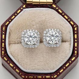 Stud luxe 0.5 carat D couleur Moissanite boucles d'oreilles carrées femmes bijoux 100% 925 argent Sterling Gra GiftStud