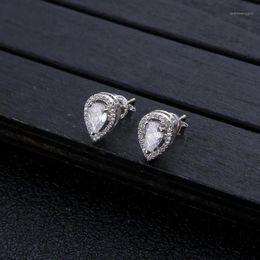 Goujon de luxe clair blanc goutte d'eau forme carrée boucles d'oreilles en zircone cubique pour la fête de fiançailles de mariée bijoux 12592