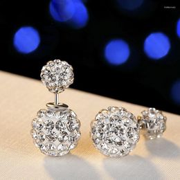 Stud Luxury Crystal Silver Color Pendientes Bola Pendiente Para Mujer Moda Corea Ear JewelryStud Kirs22