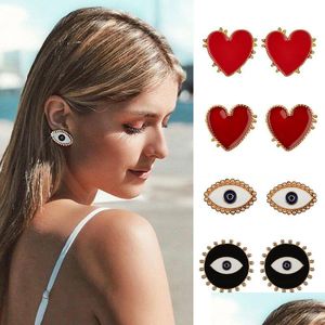Stud Diseñador de lujo Pendientes Joyería Mujeres 14K Oro Corazón Labios Mal de ojo Pendiente Accesorios de joyería para niña Entrega de gota Dhqy1