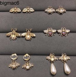 Stud Luxury Insect Bee Stud Designer Femmes Hoop Boucles d'oreilles Stud dames portent boucle d'oreille Gvccci G bijoux comme cadeaux d'anniversaire avec boîte