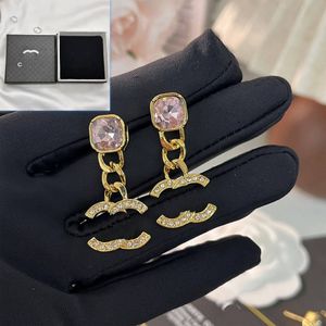 Stud luxe rose diamant pendentif boucles d'oreilles style mignon femmes charme boucles d'oreilles boutique plaqué or bijoux oreille goujon marque designer anniversaire amour cadeau boucles d'oreilles avec boîte