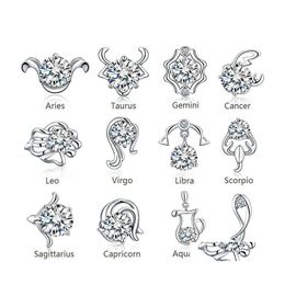 Stud Luxury Twee Constellations Sier Geplaatste oorbellen CZ Cubic Zirconia Diamond Zodiac voor dames dames mode sieraden drop levering othru