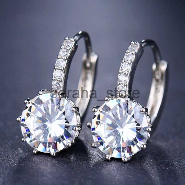 Stud LXOEN Mode 10 Couleurs AAA CZ Boucles D'oreilles Pour Femmes Argent Couleur Cristal Fille Cerceaux Bijoux Cadeau En Gros brinco bijoux J240120