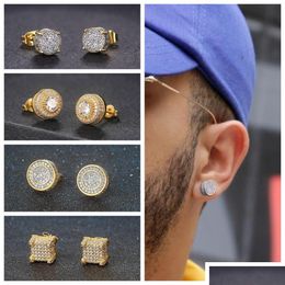 Ohrstecker Herren Hip Hop Ohrringe Schmuck Mode Gold Sier Simated CZ Eine Vielzahl von Stilen Diamant Ohrring Drop Lieferung Dh32T