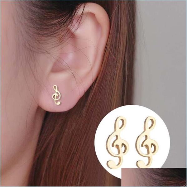 Étalon mini-musiques boucles d'oreilles en acier inoxydable belles petits goujons d'oreille pour femmes charme note d'oreille bijoux bijoux brincos mujer drop dhm5e