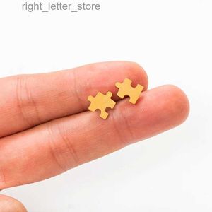 Stud Mini boucle d'oreille puzzle en acier inoxydable élégant doré mignon goujons d'oreille puzzle nouvelles femmes boucles d'oreilles minimalistes bijoux de charme YQ231128