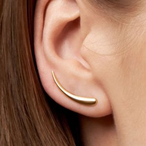 Stud minimaliste oreille grimpeur argent or couleur manchette croissant de lune boucles d'oreilles chenilles pour femmes Piercing 231019