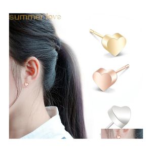 Stud Minimaliste Petit Coeur Amour Boucles D'oreilles À La Mode En Acier Inoxydable Mignon Style Coréen Pour Femmes Demoiselle D'honneur Cadeau Drop Livraison Bijoux Otbgv