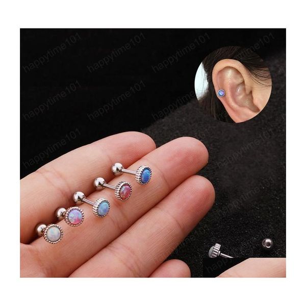 Stud Couleurs mélangées Cartilage Dangle Boucles d'oreilles Bling Crystal Ear Stud Acier inoxydable Barbell Studs Boucle d'oreille Helix Tragus Piercing Drop Dhxcv