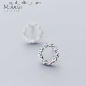 Stud Modian déclaration de fiançailles de mariage bijoux pour femmes 925 en argent Sterling brillant Zircon géométrique rond boucles d'oreilles bijoux YQ231211