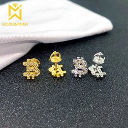 Pendientes para mujeres de bitcoin de stud moissanite pendientes de hielo de diamantes joyas de hip hop de diamante entrega gratuita Q240517