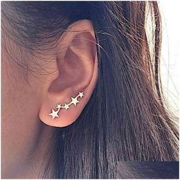 Stud Moon Star Ear Climber Tiny Stud Oorbellen voor vrouwen dagelijks tiener Moederdag Hemelse verjaardagscadeau Sieraden Earrring Dr Dhgarden Otunb