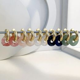 Stud Veelkleurig Natuursteen Ronde Goud Kleur Hoepel Oorbellen voor Vrouwen Sieraden Boho Opaal Roestvrij Stalen Hoepels Koreaanse Oorbel Geschenken 231122