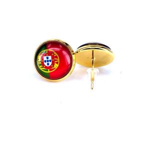 Stud National Flag Stud Earring Rusland Spanje Frankrijk 10 mm Glass Gem Cabochon Sier en Gold Ploated Copper Sieraden B18124 Drop levering Dh1JP