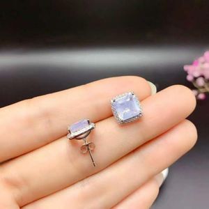 Stud naturel améthyste violet 8x8mm boucles d'oreilles 925 argent bijoux fins rond simple charme cool mystère goujons pour femmes fille cadeau