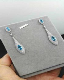 Stud Natural Blue Topaz Stone Drop Orees Oreadings 925 Silver Natural Gemstone Earring Femme Personality Elegant for Party 2210229825488