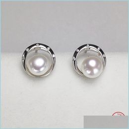 Stud Natural Pearl Earrings S925 Sterling Sier Stud Fashion Jewelry 6-7mm voor vrouwen meisje diy bruiloft cadeau drop levering 2021 bdejewelr dhhky