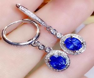 Boucle d'oreille ronde en saphir bleu véritable naturel 0 55ct 2 pièces de pierres précieuses par bijoux en argent sterling 925 fin J208139 2210221609985
