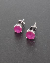 Boucles d'oreilles en argent rubis naturel, 4x6 Mm, bijoux classiques simples 925 pour mariage 2211113789951